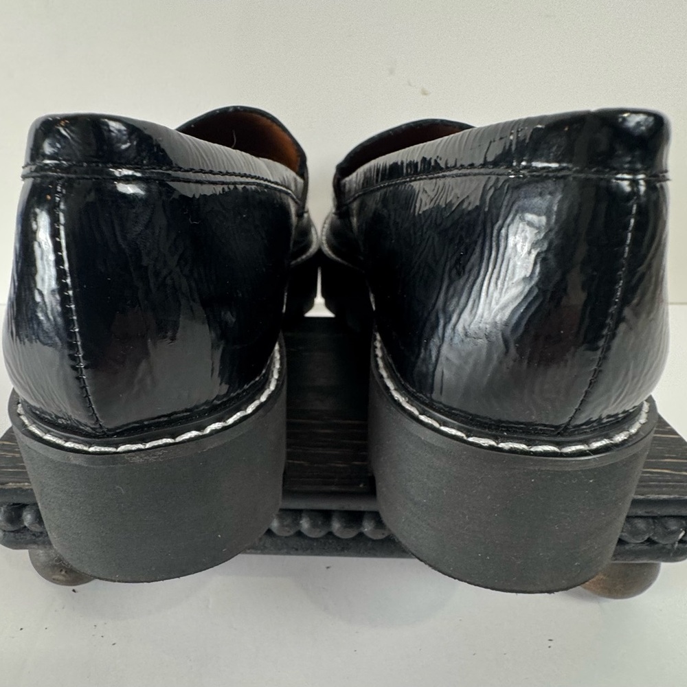 Franco Sarto Black Patent Lug Sole Platform Penny Loafers Women’s 8.5M - Picture 4 of 6